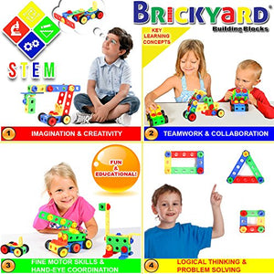 STEM Toys Kit | Educational Construction Engineering Building Blocks Learning Set for Ages 3, 4, 5, 6, 7 Year Old Boys & Girls by Brickyard | Best Kids Toy | Creative Games & Fun Activities