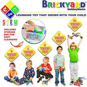 STEM Toys Kit | Educational Construction Engineering Building Blocks Learning Set for Ages 3, 4, 5, 6, 7 Year Old Boys & Girls by Brickyard | Best Kids Toy | Creative Games & Fun Activities