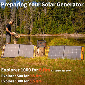 Jackery SolarSaga 100W Portable Solar Panel for Explorer | 160/240/500/1000 Power Station | Foldable