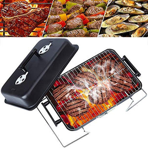 Portable Charcoal Grill with Lid Folding Tabletop BBQ Grill Barbecue Grill for Outdoor Cooking Camping Picnic Patio Backyard Cooking