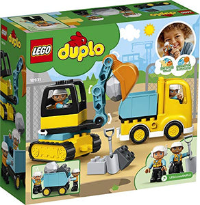 LEGO DUPLO Construction Truck & Tracked Excavator 10931 Building Site Toy for Kids Aged 2 and Up; Digger Toy and Tipper Truck Building Set for Toddlers, New 2020 (20 Pieces)